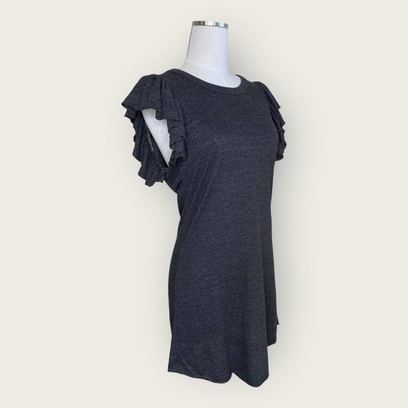 Chaser Vintage Triblend Flutter Sleeve Shirt Dress in Charcoal - Picture 5 of 7